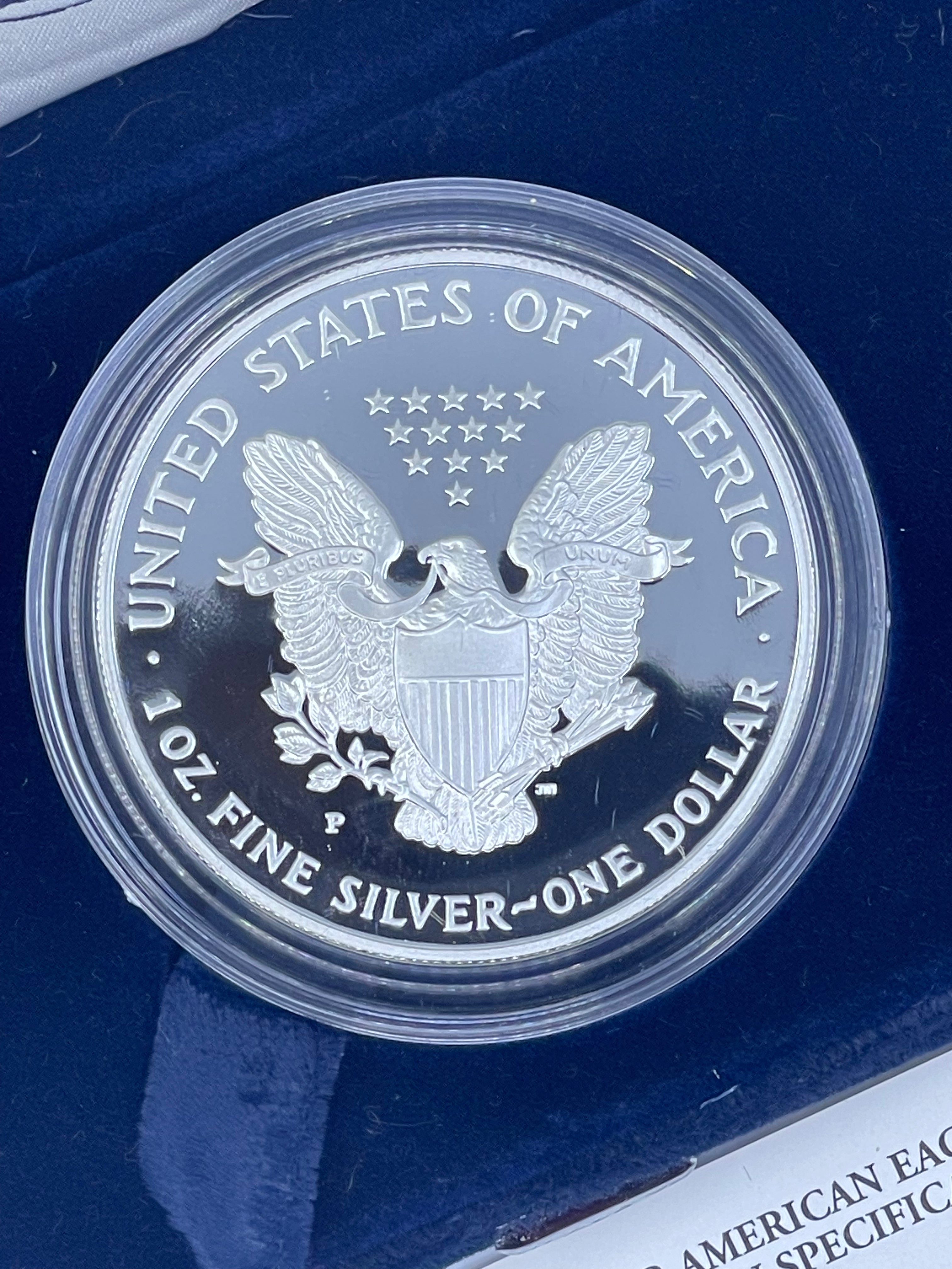 United States 1996-P Proof American Silver Eagle 1 Oz .999 Coin OGP with COA Cool Coins & Notes
